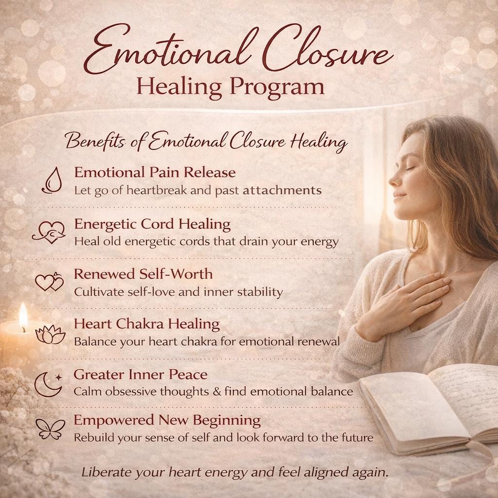 Emotional Closure Healing Program Reiki Energy Healing for Emotional Detachment Letting Go & Ending Energetic Attachment - Kudalini